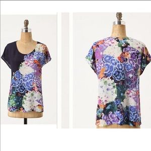 Anthropologie Maeve silk floral tee